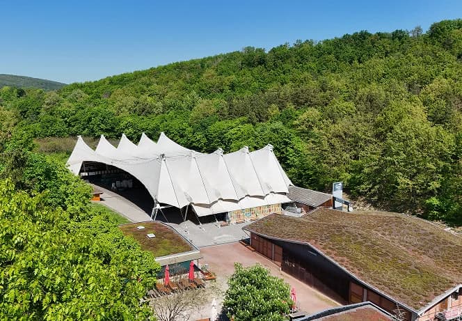 Outback Festival grounds in Wiesen Austria aerial view